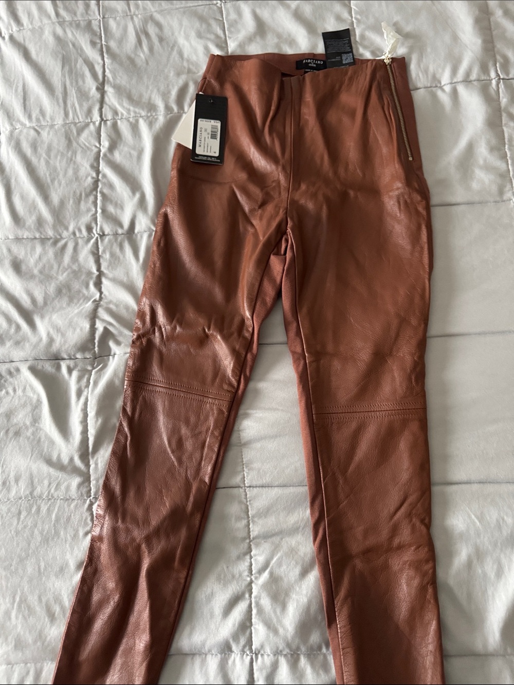 Guess by Marciano Rust Brown Faux Leather Skinny Pants